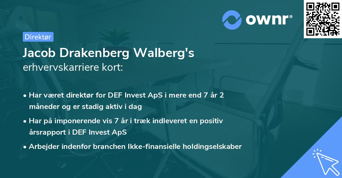 Jacob Drakenberg Walberg's erhvervskarriere kort