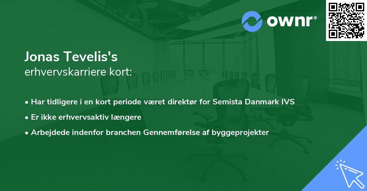 Jonas Tevelis's erhvervskarriere kort