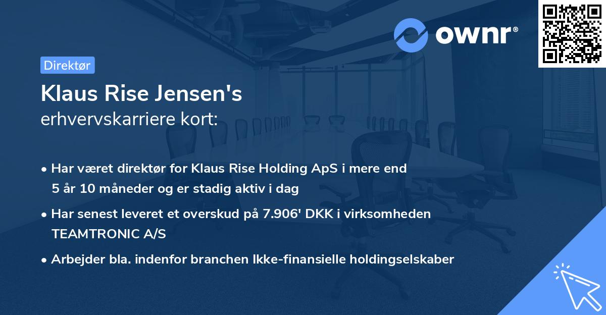 Klaus Rise Jensen's erhvervskarriere kort