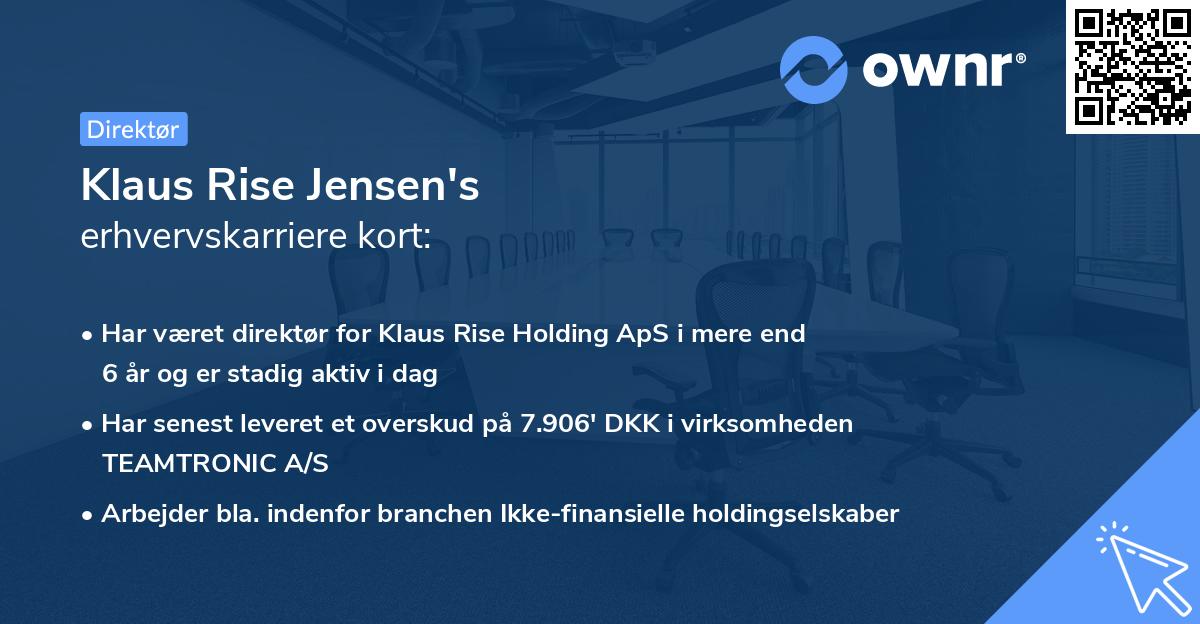 Klaus Rise Jensen's erhvervskarriere kort