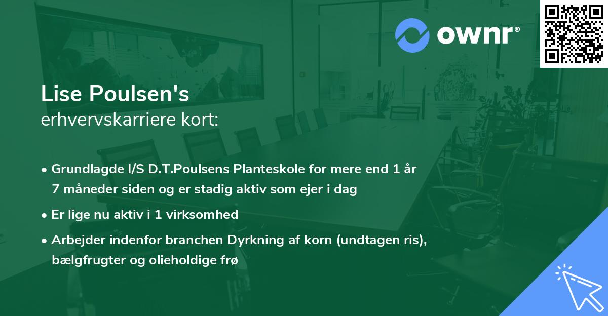 Lise Poulsen's erhvervskarriere kort