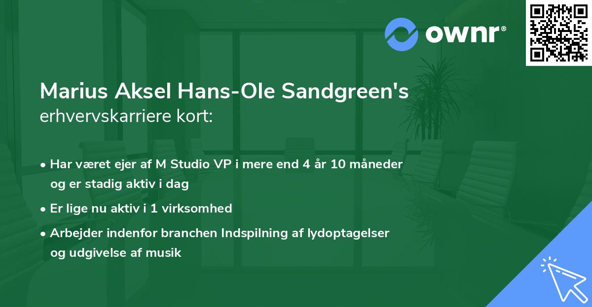 Marius Aksel Hans-Ole Sandgreen's erhvervskarriere kort