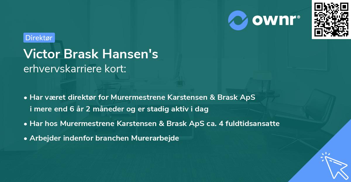 Victor Brask Hansen's erhvervskarriere kort