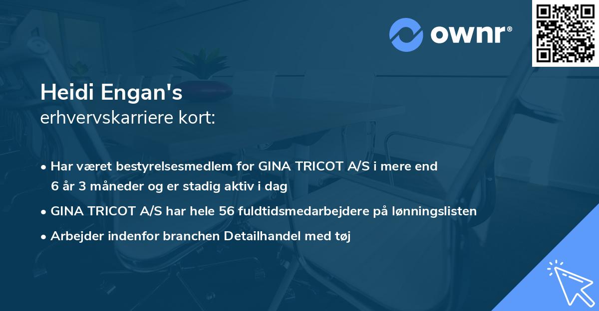 Heidi Engan's erhvervskarriere kort