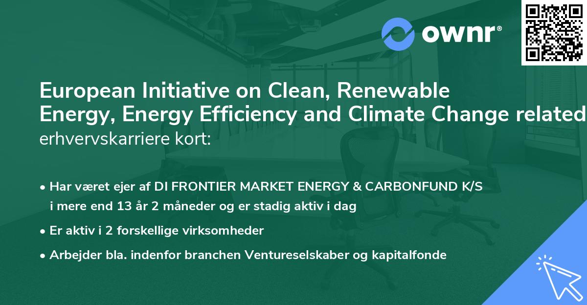 European Initiative on Clean, Renewable Energy, Energy Efficiency and Climate Change related to Development SICAV, SIF's erhvervskarriere kort