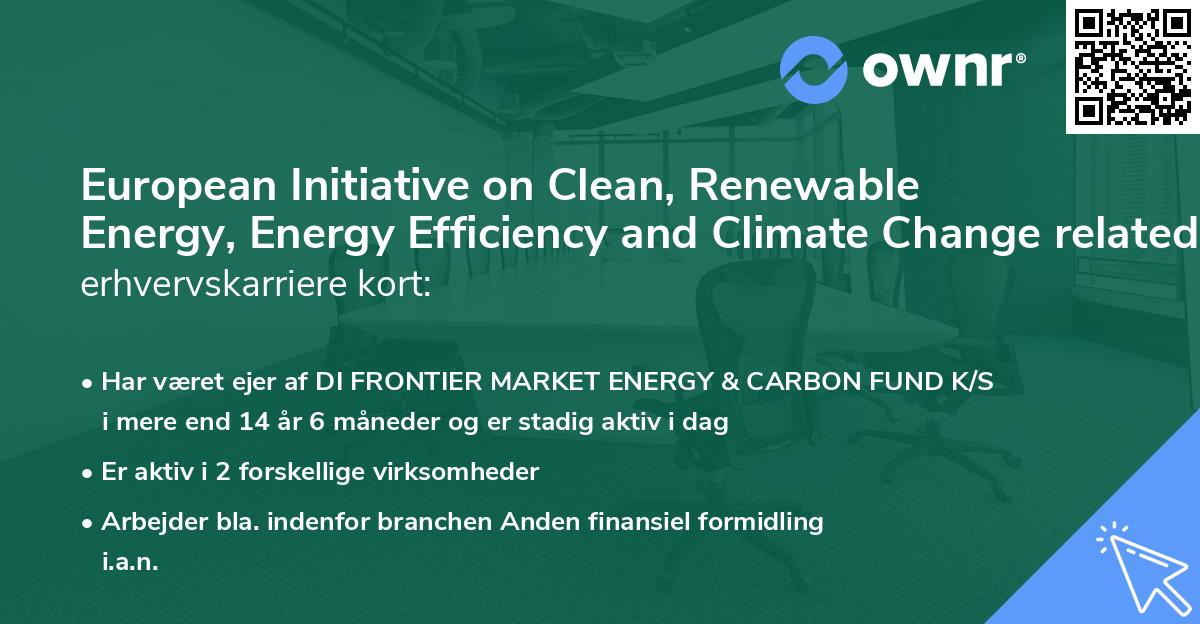 European Initiative on Clean, Renewable Energy, Energy Efficiency and Climate Change related to Development SICAV, SIF's erhvervskarriere kort