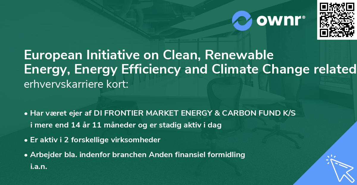 European Initiative on Clean, Renewable Energy, Energy Efficiency and Climate Change related to Development SICAV, SIF's erhvervskarriere kort