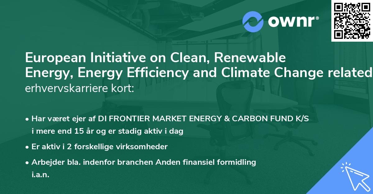 European Initiative on Clean, Renewable Energy, Energy Efficiency and Climate Change related to Development SICAV, SIF's erhvervskarriere kort