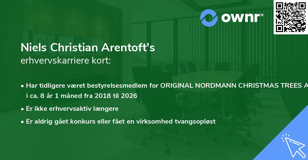 Niels Christian Arentoft's erhvervskarriere kort