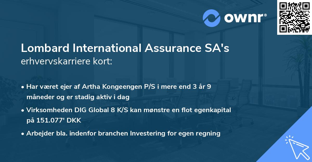Lombard International Assurance SA's erhvervskarriere kort