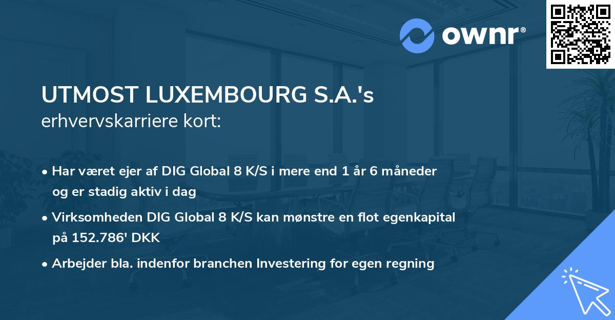 UTMOST LUXEMBOURG S.A.'s erhvervskarriere kort