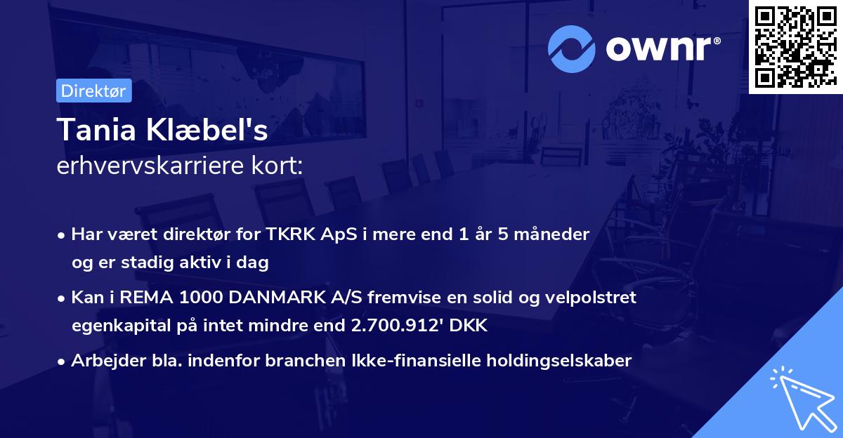 Tania Klæbel's erhvervskarriere kort