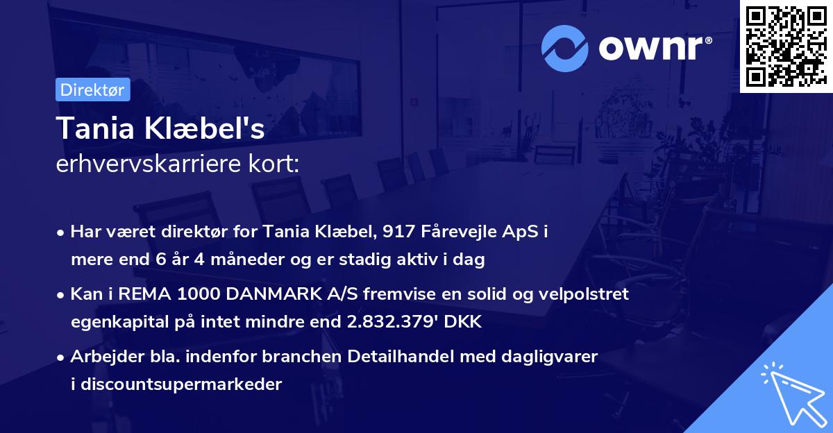 Tania Klæbel's erhvervskarriere kort