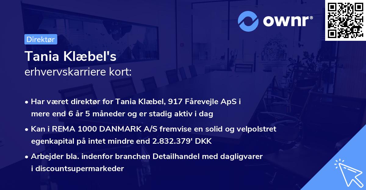 Tania Klæbel's erhvervskarriere kort