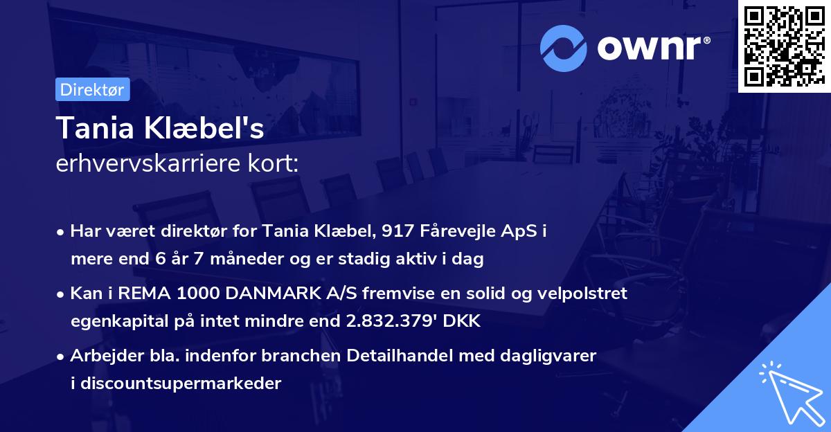 Tania Klæbel's erhvervskarriere kort