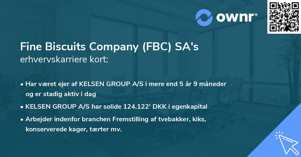 Fine Biscuits Company (FBC) SA's erhvervskarriere kort