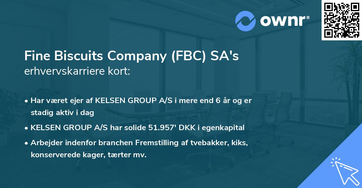 Fine Biscuits Company (FBC) SA's erhvervskarriere kort