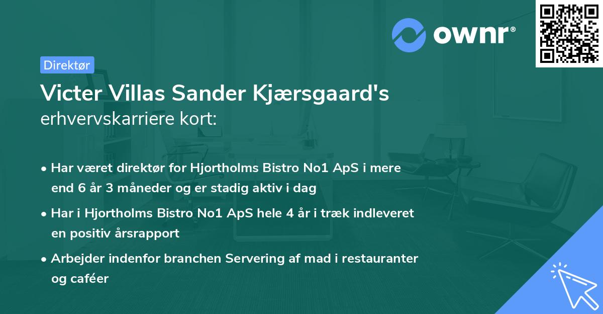 Victer Villas Sander Kjærsgaard's erhvervskarriere kort