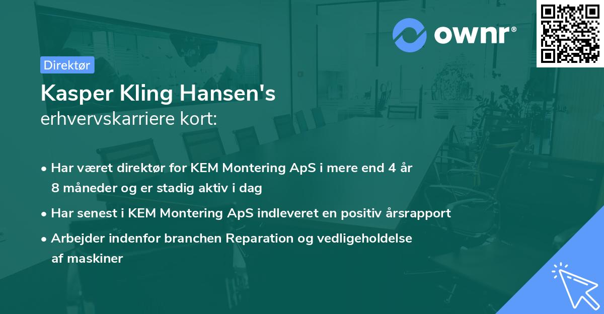 Kasper Kling Hansen's erhvervskarriere kort