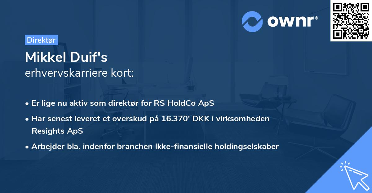 Mikkel Duif's erhvervskarriere kort