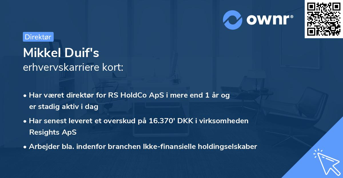 Mikkel Duif's erhvervskarriere kort