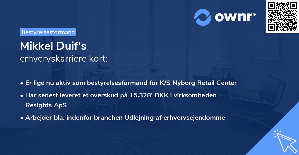 Mikkel Duif's erhvervskarriere kort