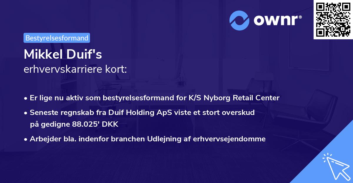 Mikkel Duif's erhvervskarriere kort