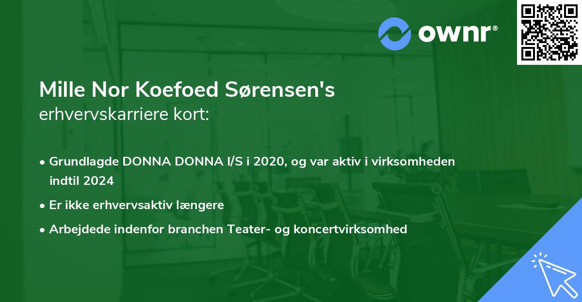 Mille Nor Koefoed Sørensen's erhvervskarriere kort