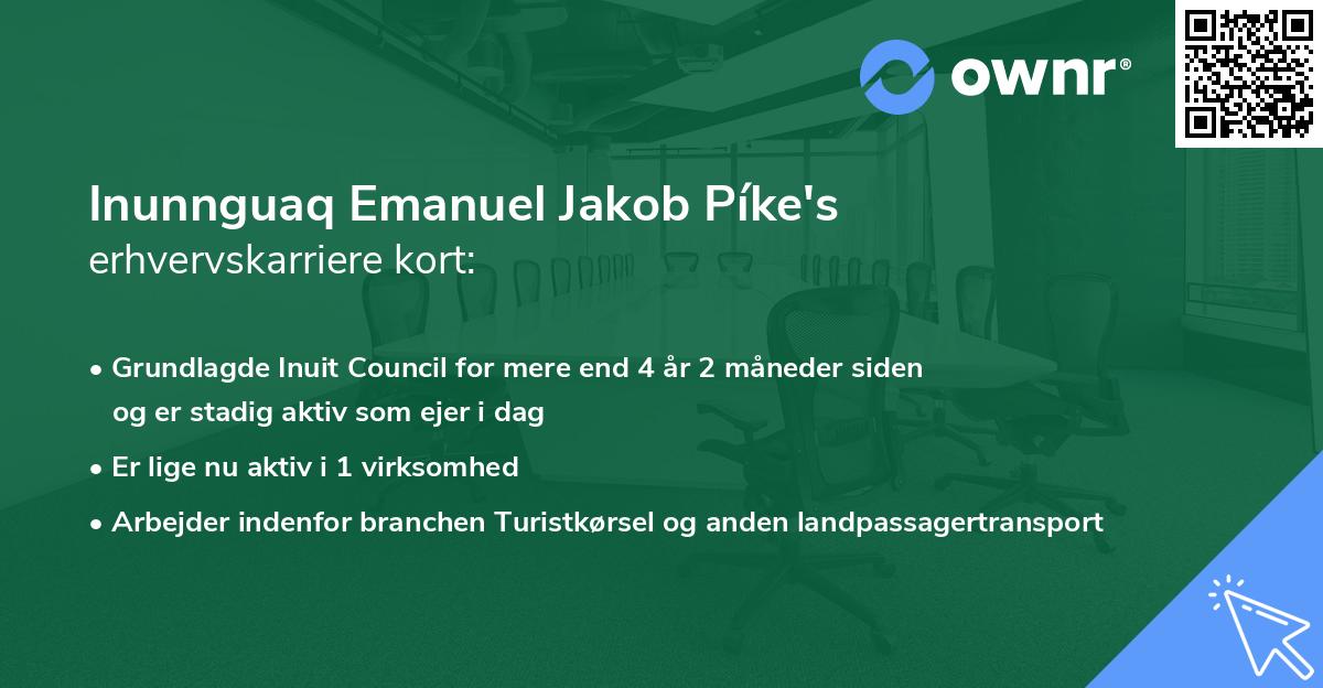 Inunnguaq Emanuel Jakob Píke's erhvervskarriere kort