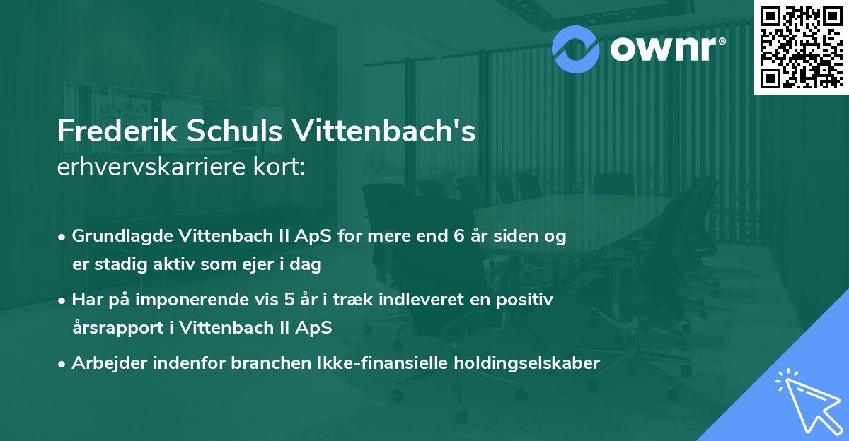 Frederik Schuls Vittenbach's erhvervskarriere kort