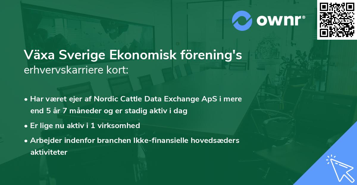 Växa Sverige Ekonomisk förening's erhvervskarriere kort