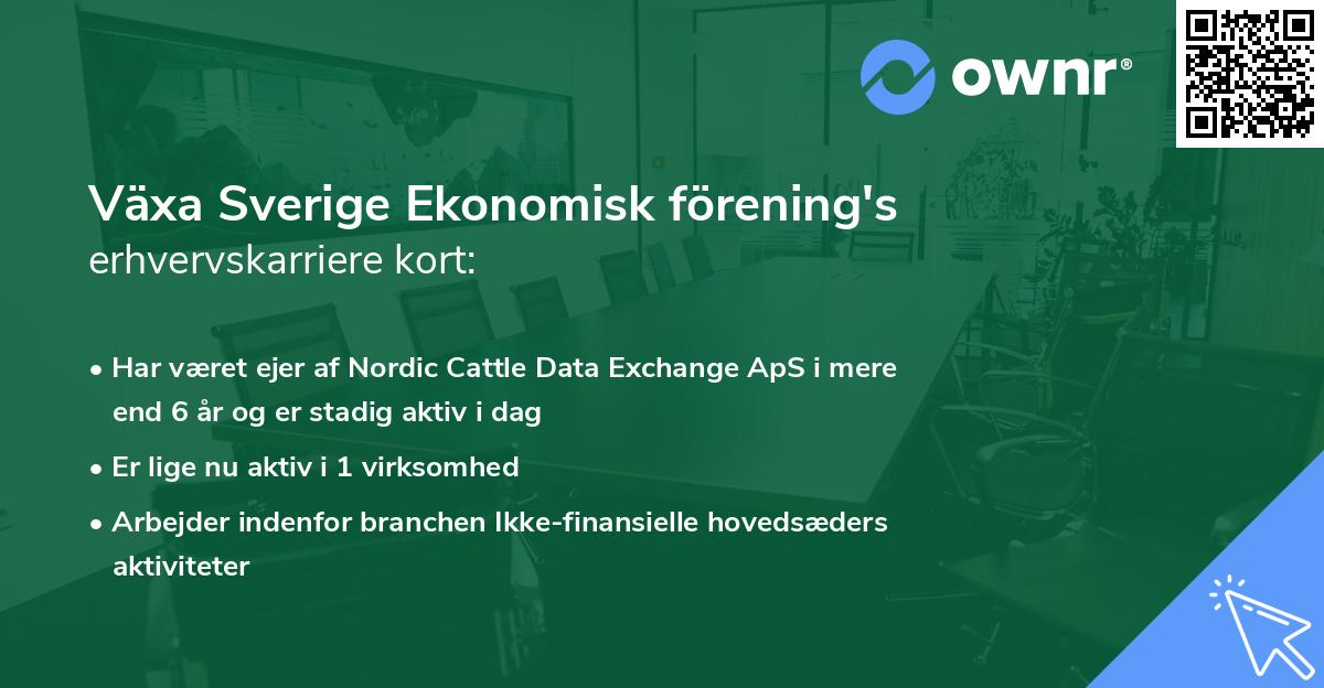 Växa Sverige Ekonomisk förening's erhvervskarriere kort