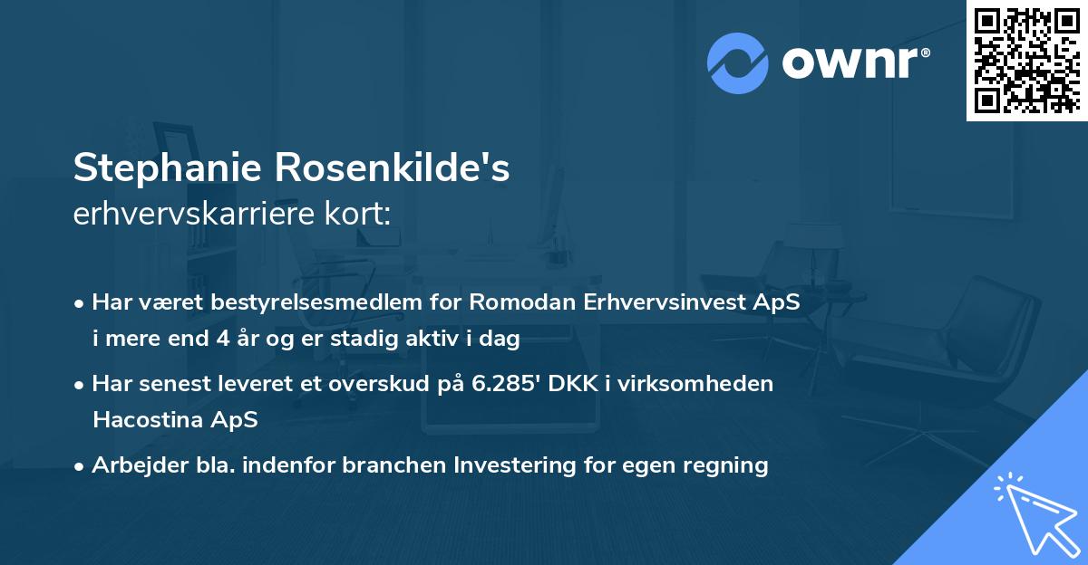 Stephanie Rosenkilde's erhvervskarriere kort