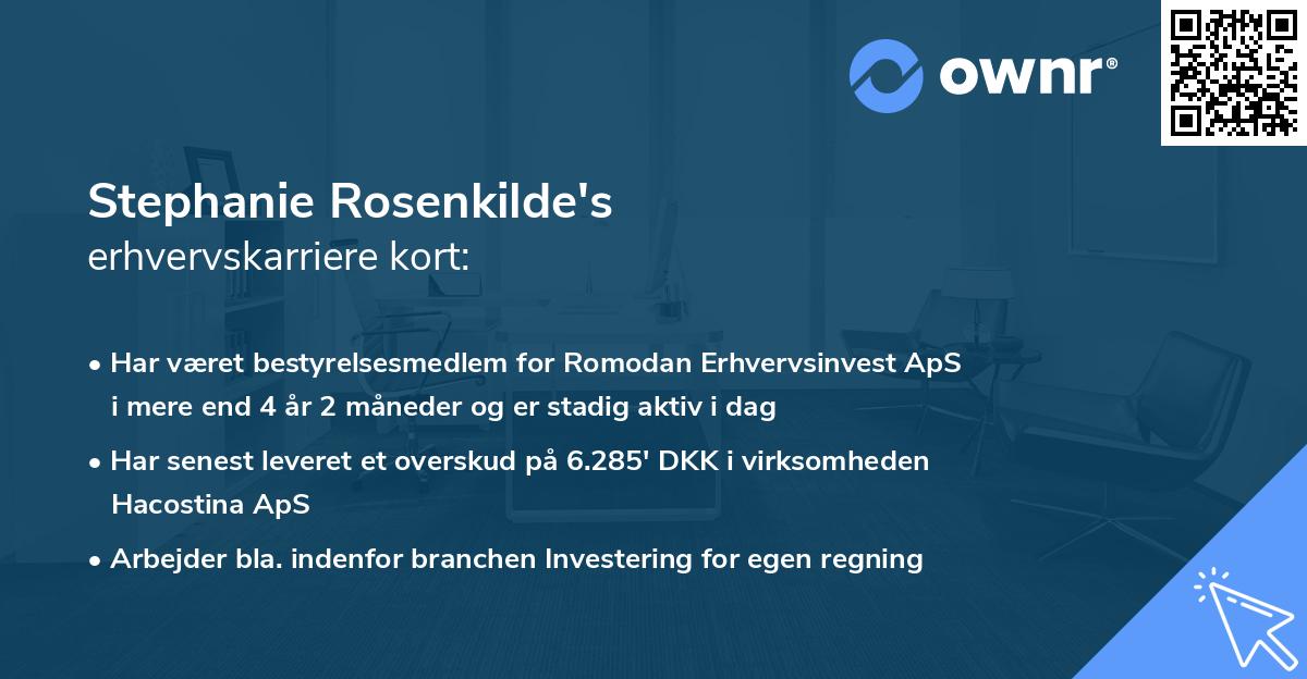Stephanie Rosenkilde's erhvervskarriere kort