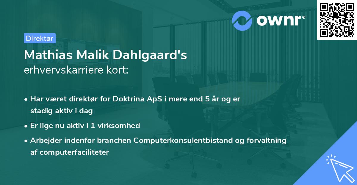 Mathias Malik Dahlgaard's erhvervskarriere kort