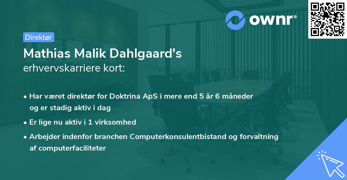 Mathias Malik Dahlgaard's erhvervskarriere kort