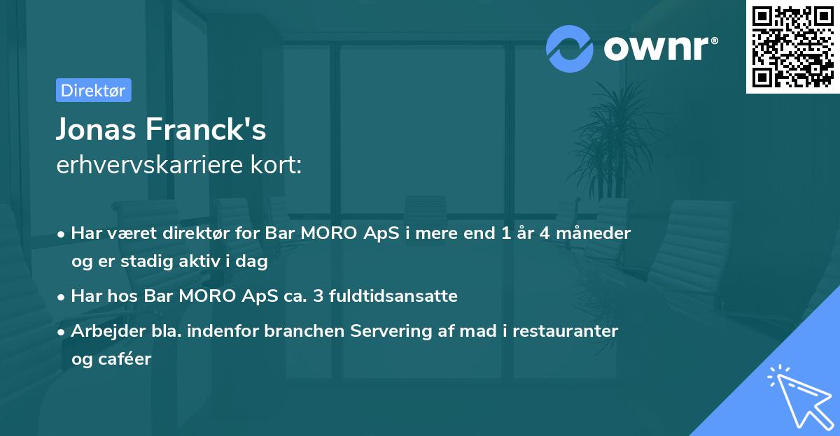 Jonas Franck's erhvervskarriere kort