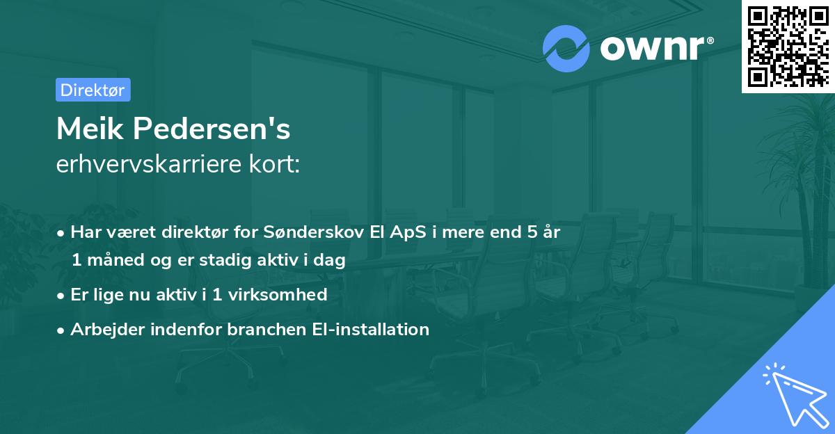 Meik Pedersen's erhvervskarriere kort