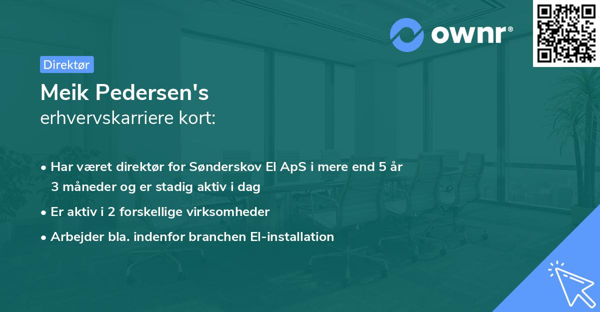 Meik Pedersen's erhvervskarriere kort