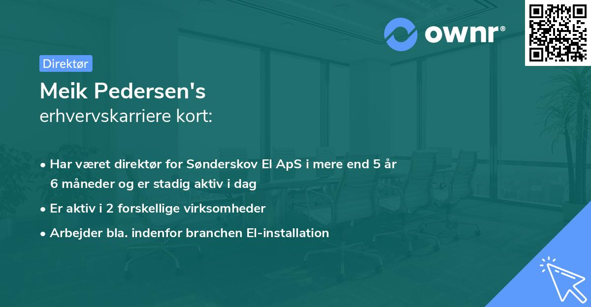 Meik Pedersen's erhvervskarriere kort