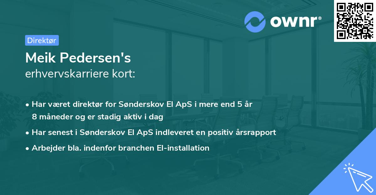 Meik Pedersen's erhvervskarriere kort