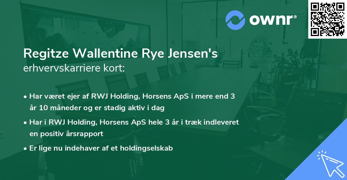 Regitze Wallentine Rye Jensen's erhvervskarriere kort