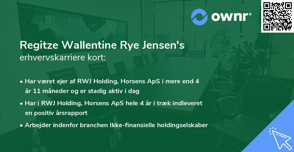 Regitze Wallentine Rye Jensen's erhvervskarriere kort