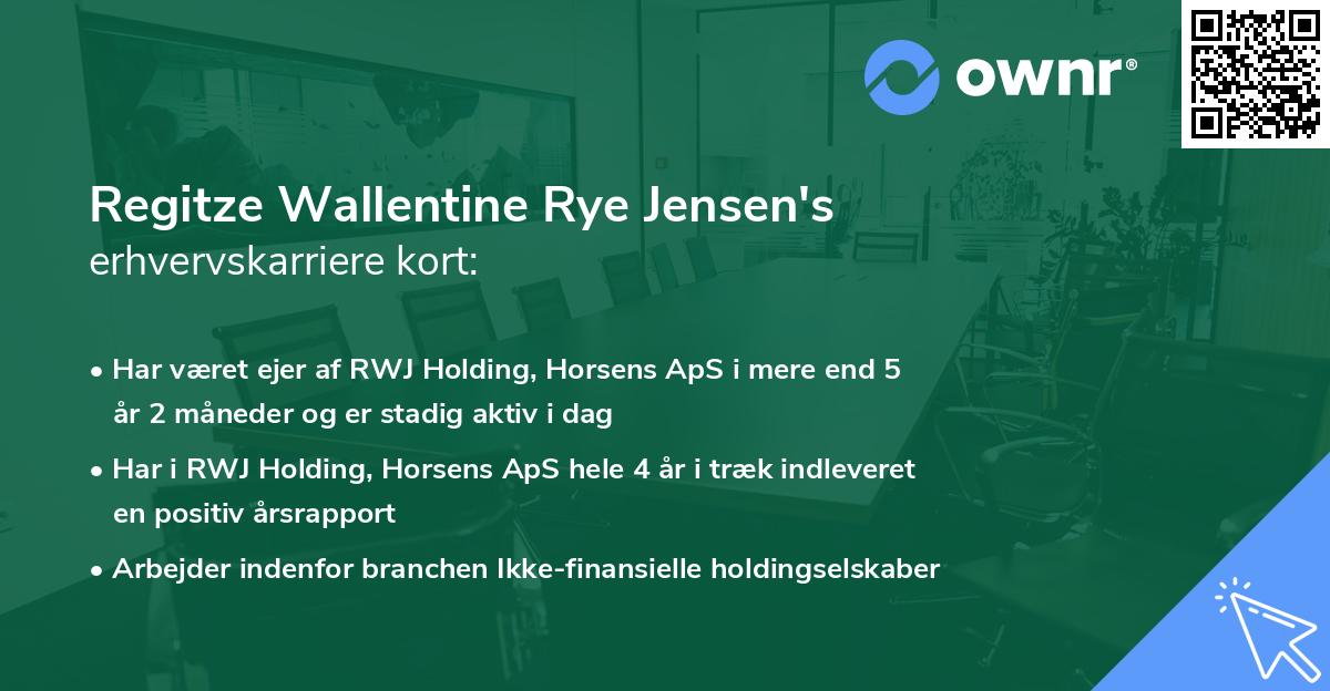 Regitze Wallentine Rye Jensen's erhvervskarriere kort
