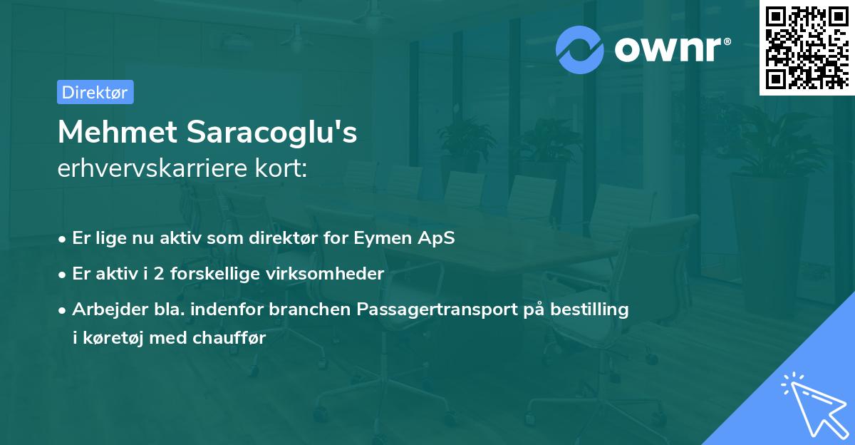 Mehmet Saracoglu's erhvervskarriere kort