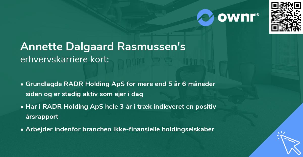 Annette Dalgaard Rasmussen's erhvervskarriere kort