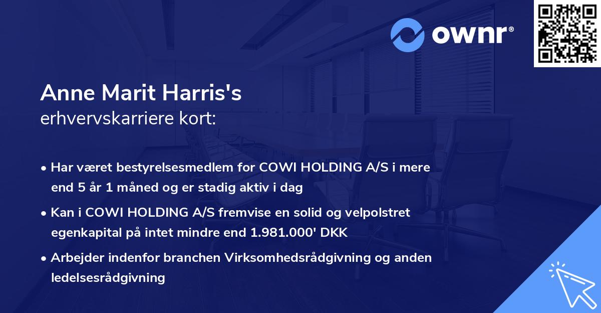 Anne Marit Harris's erhvervskarriere kort