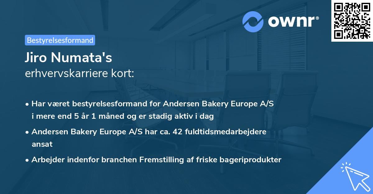 Jiro Numata's erhvervskarriere kort