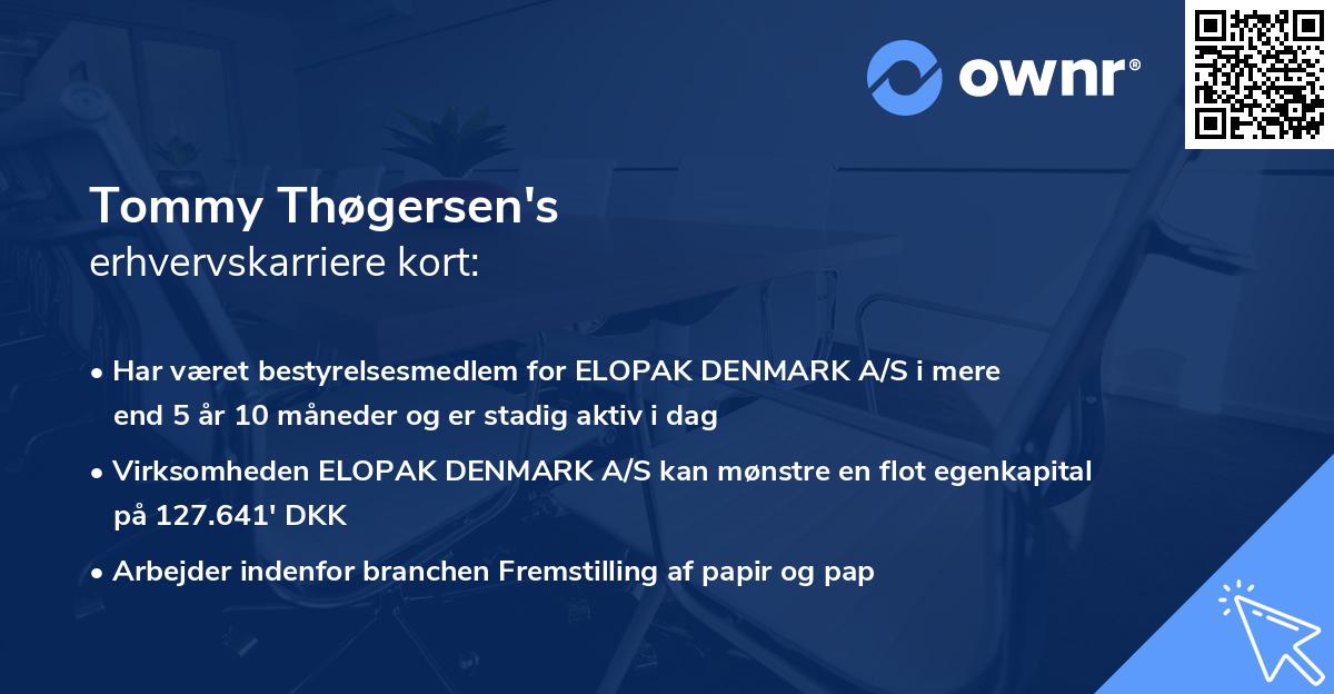 Tommy Thøgersen's erhvervskarriere kort