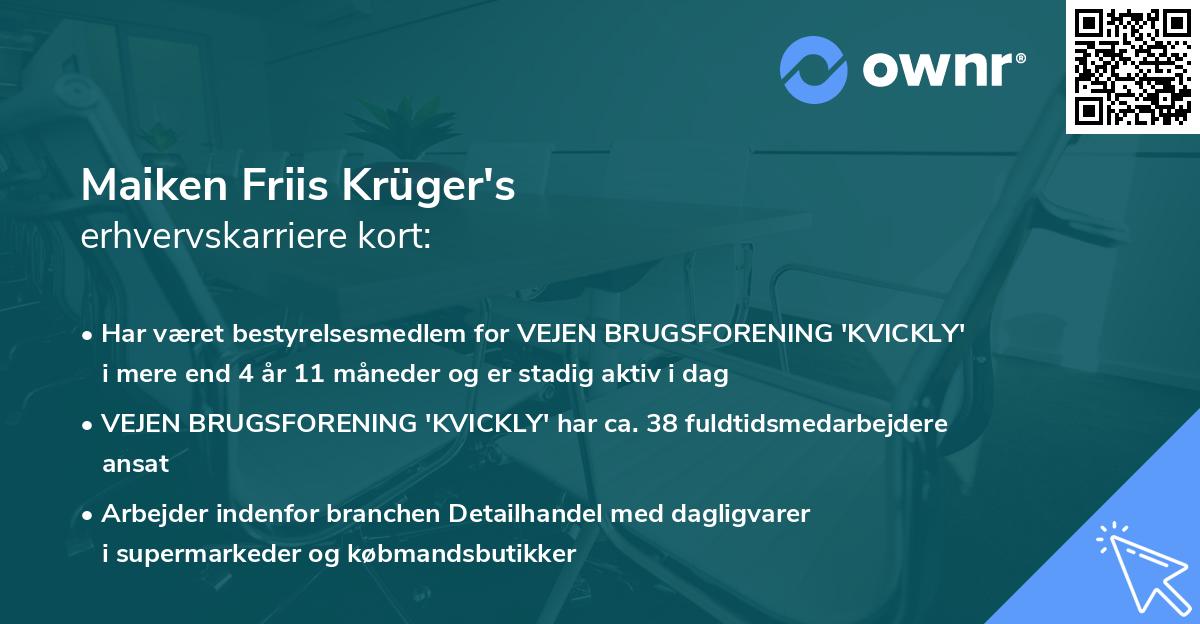 Maiken Friis Krüger's erhvervskarriere kort